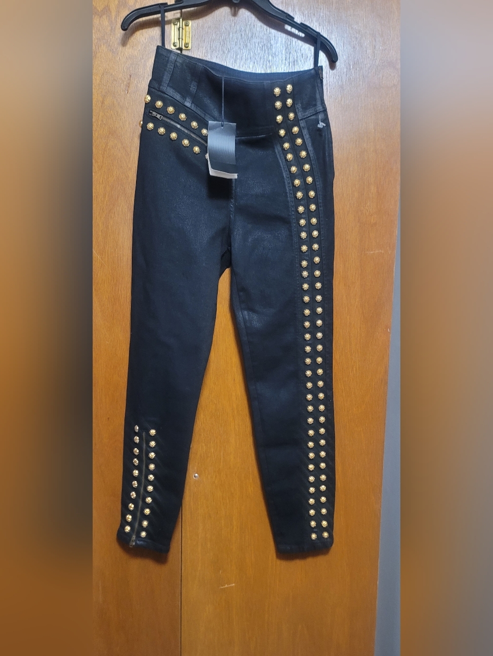 Gucci Black Studded High-Waist Skinny Denim Jeans  Size 28